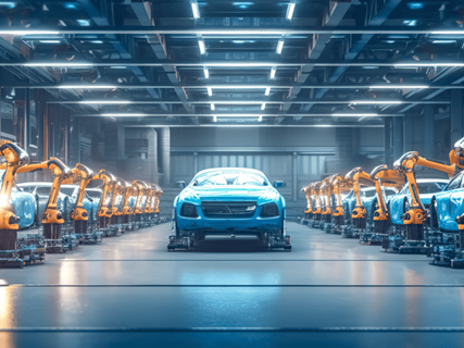 Electric car in a garage